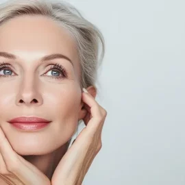 Close up portrait of a beautiful mid aged woman.