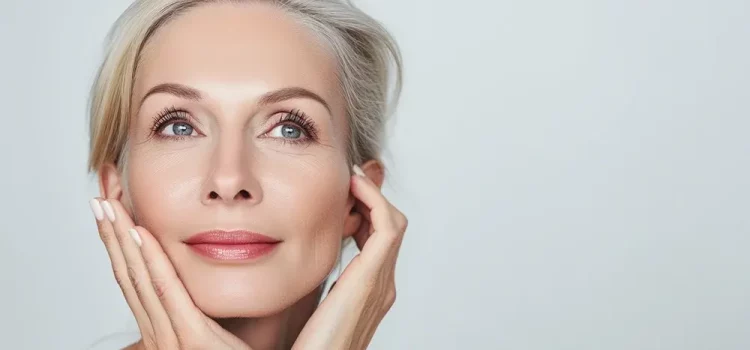 Close up portrait of a beautiful mid aged woman.